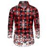 Chemise de Noël Boutonnée Flocon de Neige à Carreaux Imprimé à Manches Longues - Rouge foncé XL