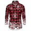 Chemise de Noël Boutonnée Flocon de Neige à Carreaux Imprimé à Manches Longues - Rouge foncé 4XL