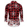 Chemise de Noël Boutonnée Flocon de Neige à Carreaux Imprimé à Manches Longues - Rouge foncé XL