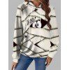 Halloween Eye Geometric Allover Print Hoodie And Zip Fly Flare Jeans Spider Pattern Drop Earrings Outfit - Blanc S | US 4