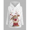 Sweat-Shirt à Capuche Décontracté avec Cordon de Serrage à Imprimé Adorable Élan et Flocons de Neige - Blanc S | US 4