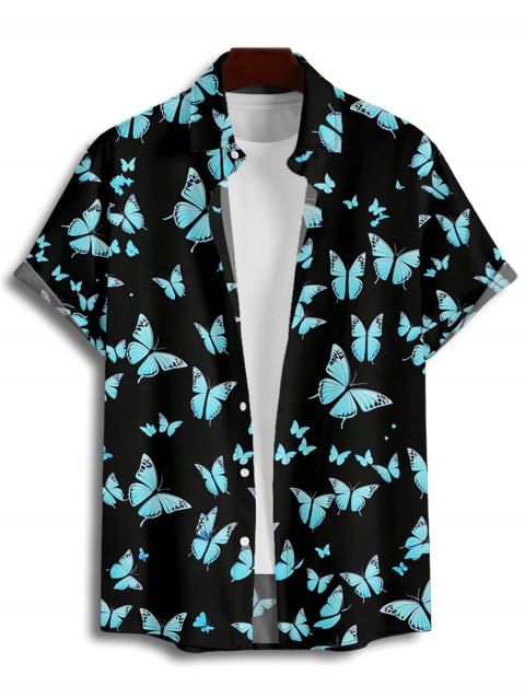 Chemise Décontractée Boutonnée Papillon Imprimé à Manches Courtes