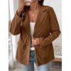 Blazer Décontracté à Double Boutonnage en Couleur Unie avec Fausse Poche - café S | US 4