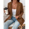 Blazer Décontracté à Double Boutonnage en Couleur Unie avec Fausse Poche - café M | US 6