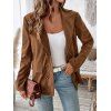 Blazer Décontracté à Double Boutonnage en Couleur Unie avec Fausse Poche - café M | US 6