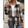 Veste Chemise Boutonnée à Carreaux avec Poche Jointive à Col en Fausse Fourrure - café XL | US 10