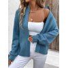 Cardigan Décontracté Côtelé Zippé à Goutte Epaule en Couleur Unie - Bleu Ciel L | US 8