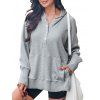 Pull à Capuche en Couleur Unie à Manches Raglan avec Poche à Demi-Zip - Gris Clair XL | US 10