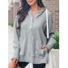 Pull à Capuche en Couleur Unie à Manches Raglan avec Poche à Demi-Zip - Gris Clair XL | US 10