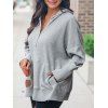 Pull à Capuche en Couleur Unie à Manches Raglan avec Poche à Demi-Zip - Gris Clair L | US 8