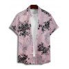 Chemise Décontractée Chauve-souris Imprimé Boutonnée à Manches Roulées pour Homme - Rose clair XL