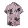 Chemise Décontractée Chauve-souris Imprimé Boutonnée à Manches Roulées pour Homme - Rose clair XL