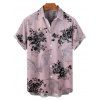 Chemise Décontractée Chauve-souris Imprimé Boutonnée à Manches Roulées pour Homme - Rose clair XL