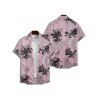 Chemise Décontractée Chauve-souris Imprimé Boutonnée à Manches Roulées pour Homme - Rose clair XL