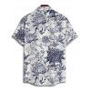 Chemise Décontractée Boutonnée Fleur et Gentilhomme Imprimés à Manches Courtes - Blanc XL