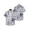 Chemise Décontractée Boutonnée Fleur et Gentilhomme Imprimés à Manches Courtes - Blanc XL