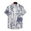 Chemise Décontractée Boutonnée Fleur et Gentilhomme Imprimés à Manches Courtes - Blanc 2XL