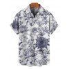 Chemise Décontractée Boutonnée Fleur et Gentilhomme Imprimés à Manches Courtes - Blanc 2XL