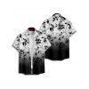 Chemise Décontractée Boutonnée Fleurie Imprmée à Manches Courtes - Blanc 4XL
