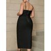 Robe à Bretelle Fine Fendue Cristal en Couleur Unie de Grande Taille - Noir XL | US 12