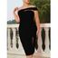 Robe Asymétrique Fendue Moulante à Une Epaule de Grande Taille - Noir XL | US 12