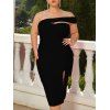 Robe Asymétrique Fendue Moulante à Une Epaule de Grande Taille - Noir XL | US 12