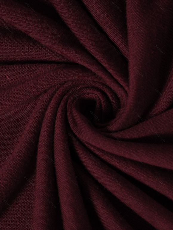 O Ring V Neck Lace Up Sleeve Top And Zip Fly Flare Jeans Drop Earrings Outfit - Rouge foncé S | US 4