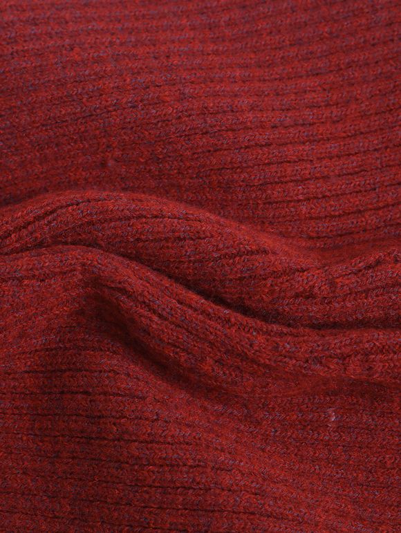 Cable Knit Half Zipper Mini Sweater Dress And Lace Up Over The Knee Boots Life Tree Hoop Drop Earrings Outfit - Rouge foncé S | US 4