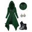 Asymmetric Horn Button Colorblock Hooded Knit Faux Twinset Top And Zip Up Chunky Heel Punk Boots Life Tree Hoop Drop Earrings Outfit - Vert profond S | US 4