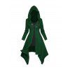 Asymmetric Horn Button Colorblock Hooded Knit Faux Twinset Top And Zip Up Chunky Heel Punk Boots Life Tree Hoop Drop Earrings Outfit - Vert profond S | US 4