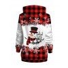 Christmas Plaid Snowman Letter Snowflake Print Drawstring Hoodie And Zip Fly Flare Jeans Hook Drop Earrings Outfit - Rouge foncé S | US 4