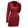 Cable Knit Half Zipper Mini Sweater Dress And Lace Up Over The Knee Boots Life Tree Hoop Drop Earrings Outfit - Rouge foncé S | US 4