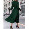 Robe Plissée Ceinturée Anneau en O en Couleur Unie à Manches Longues à Col Relevé - Vert profond M | US 6