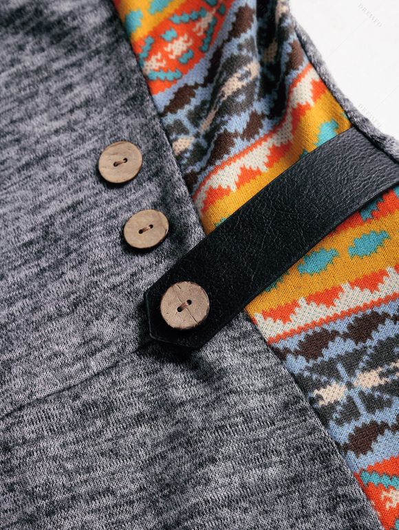 Robe Mi-Longue Chinée Panneau en Tricot à Col Bateau - Gris Foncé XXL | US 14