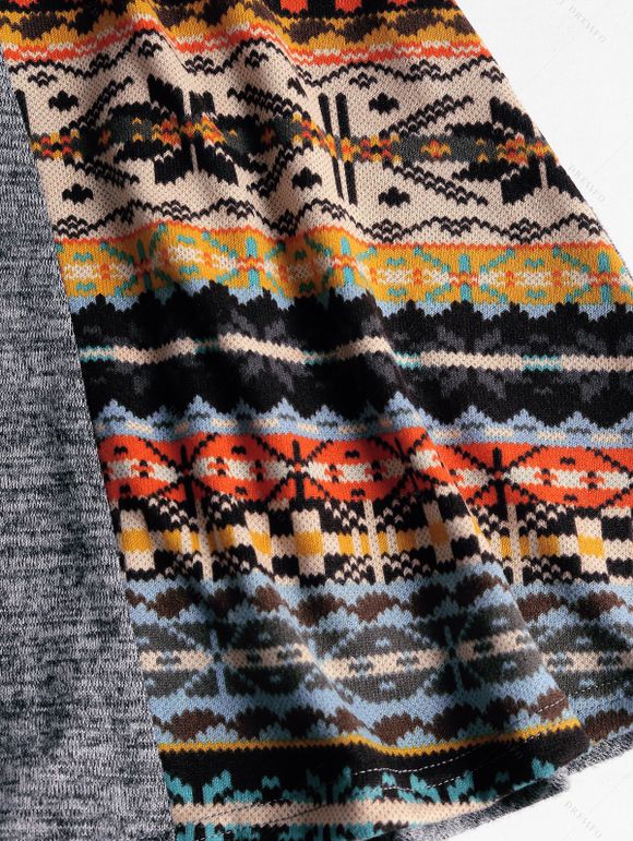 Robe Mi-Longue Chinée Panneau en Tricot à Col Bateau - Gris Foncé XXL | US 14