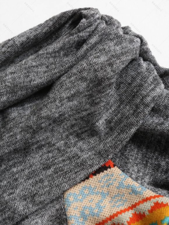 Robe Mi-Longue Chinée Panneau en Tricot à Col Bateau - Gris Foncé XXL | US 14