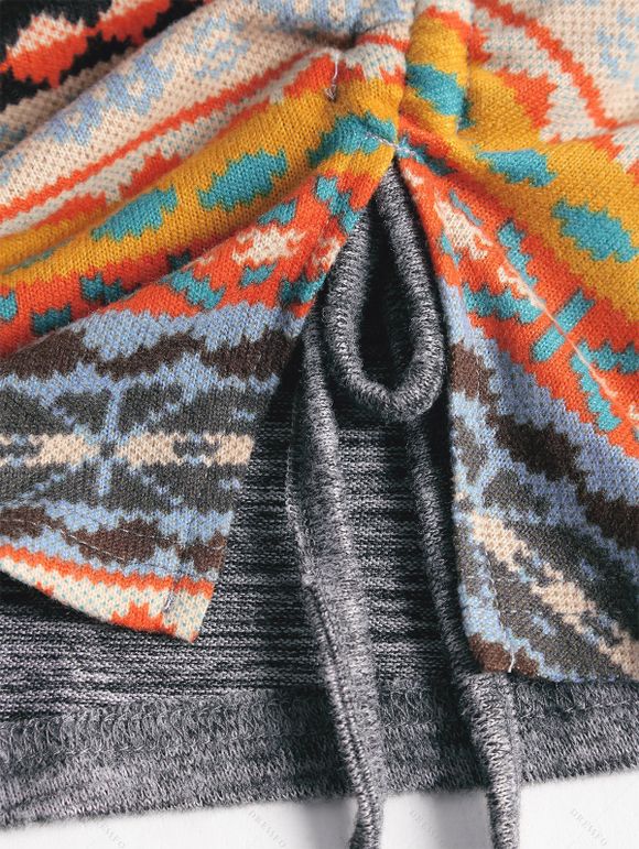 Haut en Tricot Ethnique Motif Asymétrique Manches Longues à Col Montant - multicolor S | US 4