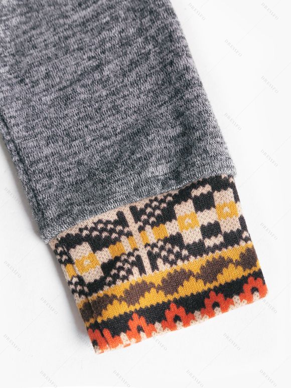 Haut en Tricot Ethnique Motif Asymétrique Manches Longues à Col Montant - multicolor S | US 4