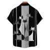 Chemise Boutonnée Animal Rayure Imprimés Manches Courtes à Col Relevé - Noir XL