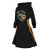 Mini Robe D'Halloween à Capuche Crâne Imprimée à Lacets - Noir XXL | US 14