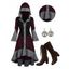 Colorblock Flare Sleeve High Low Knit Hooded Dress And Chunky Heel Lace Up Mid Calf Boots Life Tree Hoop Drop Earrings Outfit - Rouge foncé S | US 4