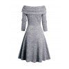 Robe Mi-Longue Chinée Panneau en Tricot à Col Bateau - Gris Foncé XL | US 12