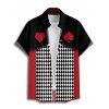 Checkboard Playing Card Print Colorblock V Neck Flutter Sleeve Midi Dress And Short Sleeve Shirt Outfit - Rouge S | US 4