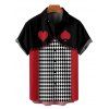 Checkboard Playing Card Print Colorblock V Neck Flutter Sleeve Midi Dress And Short Sleeve Shirt Outfit - Rouge S | US 4