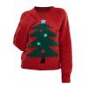 Pull-over Lâche Tricoté à Ourlet Côtelé et Sapin de Noël - Rouge L | US 8