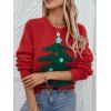 Pull-over Lâche Tricoté à Ourlet Côtelé et Sapin de Noël - Rouge XL | US 10