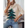 Pull-over Lâche Tricoté à Ourlet Côtelé et Sapin de Noël - café lumière S | US 4