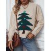 Pull-over Lâche Tricoté à Ourlet Côtelé et Sapin de Noël - café lumière S | US 4