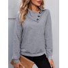 Haut Décontracté Asymétrique Chiné Manches Raglan à Col Relevé - Gris Clair XL | US 12