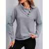 Haut Décontracté Asymétrique Chiné Manches Raglan à Col Relevé - Gris Clair M | US 6